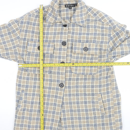 Motel Unisex Beige Check Flannel Button Jacket XS