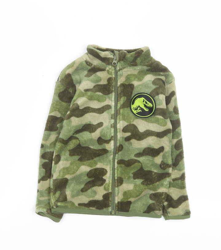 Jurassic World Boys Green Camouflage Fleece Jacket 2-4 Years Full Zip