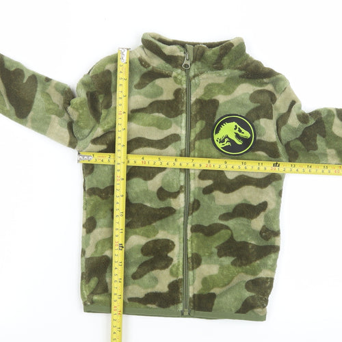 Jurassic World Boys Green Camouflage Fleece Jacket 2-4 Years Full Zip