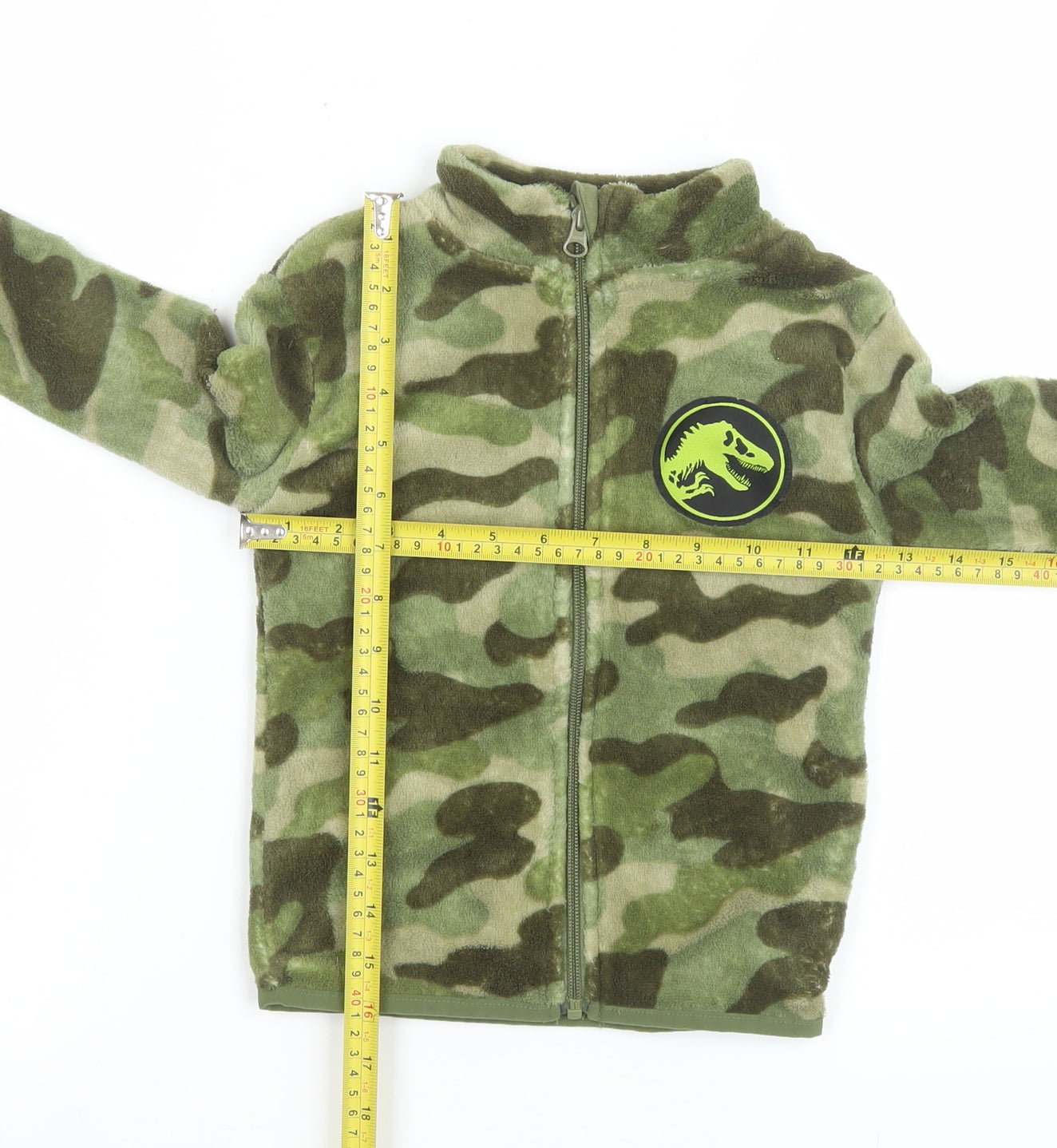 Jurassic World Boys Green Camouflage Fleece Jacket 2-4 Years Full Zip