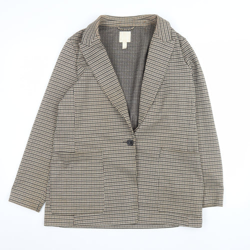 H&M Women’s Brown Houndstooth Blazer UK 14 Regular Fit Jacket