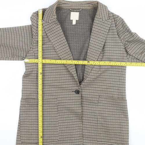 H&M Women’s Brown Houndstooth Blazer UK 14 Regular Fit Jacket