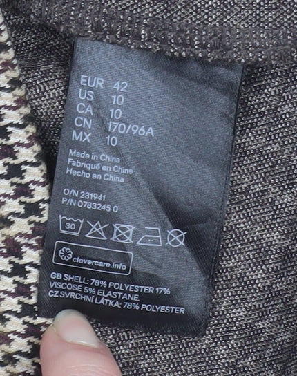 H&M Women’s Brown Houndstooth Blazer UK 14 Regular Fit Jacket