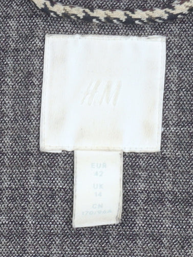 H&M Women’s Brown Houndstooth Blazer UK 14 Regular Fit Jacket