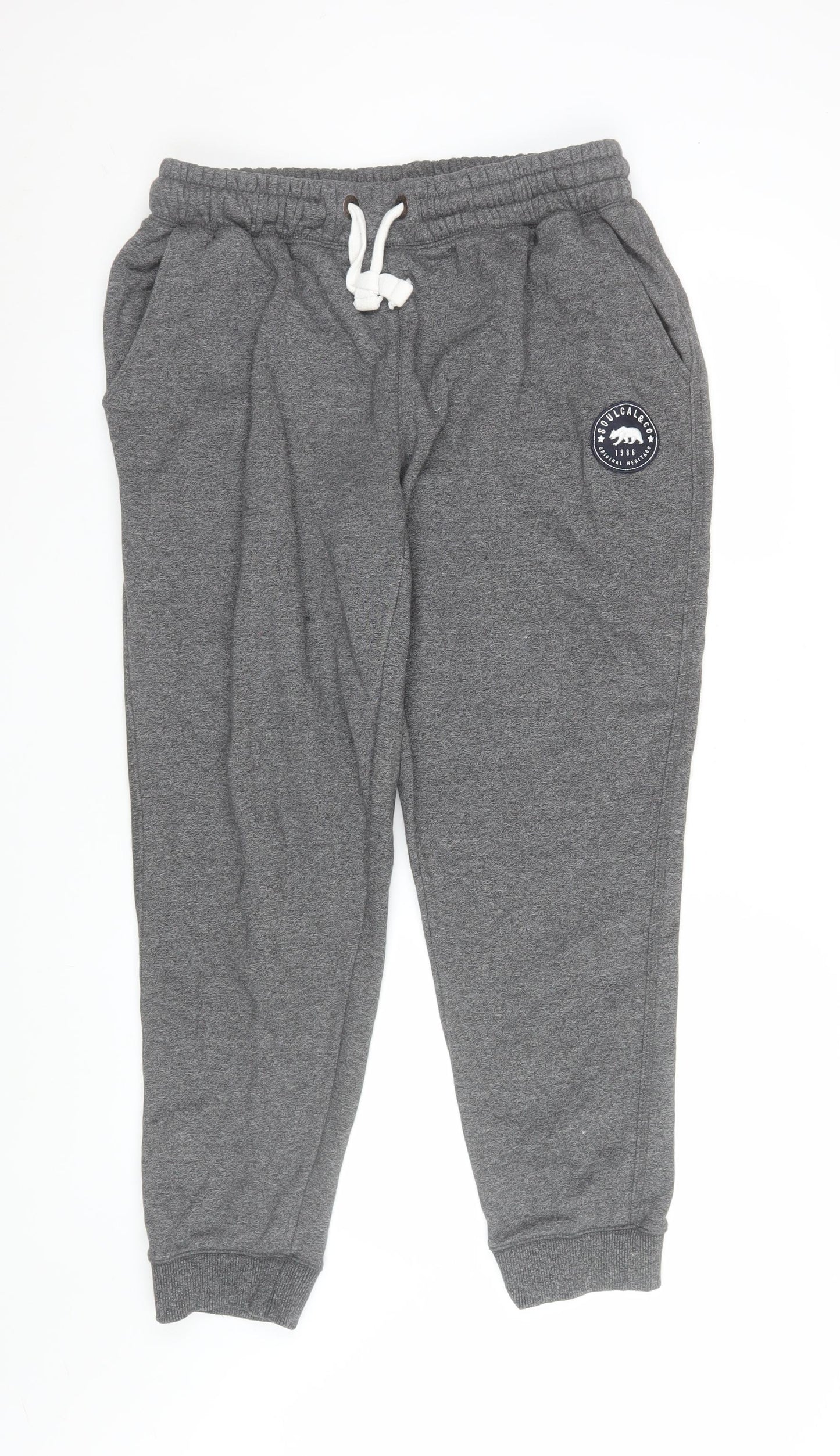 SoulCal & Co Men's Grey Jogger Trousers Size 16 Elastic Waist Fleece