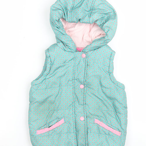 John Lewis Girls Green Floral Hooded Puffer Waistcoat Age 6 Years