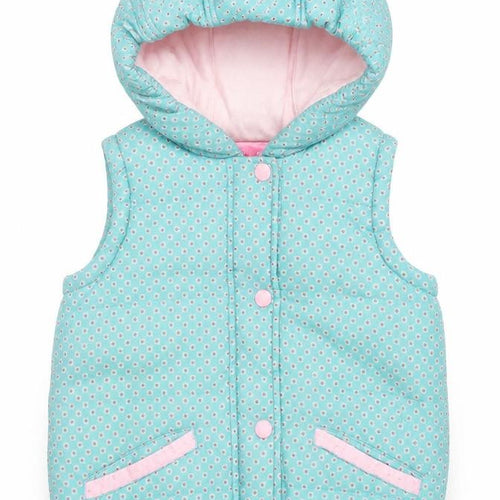John Lewis Girls Green Floral Hooded Puffer Waistcoat Age 6 Years