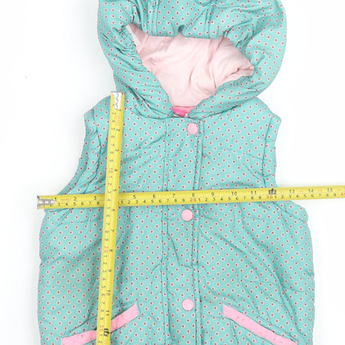 John Lewis Girls Green Floral Hooded Puffer Waistcoat Age 6 Years