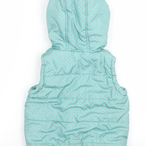 John Lewis Girls Green Floral Hooded Puffer Waistcoat Age 6 Years