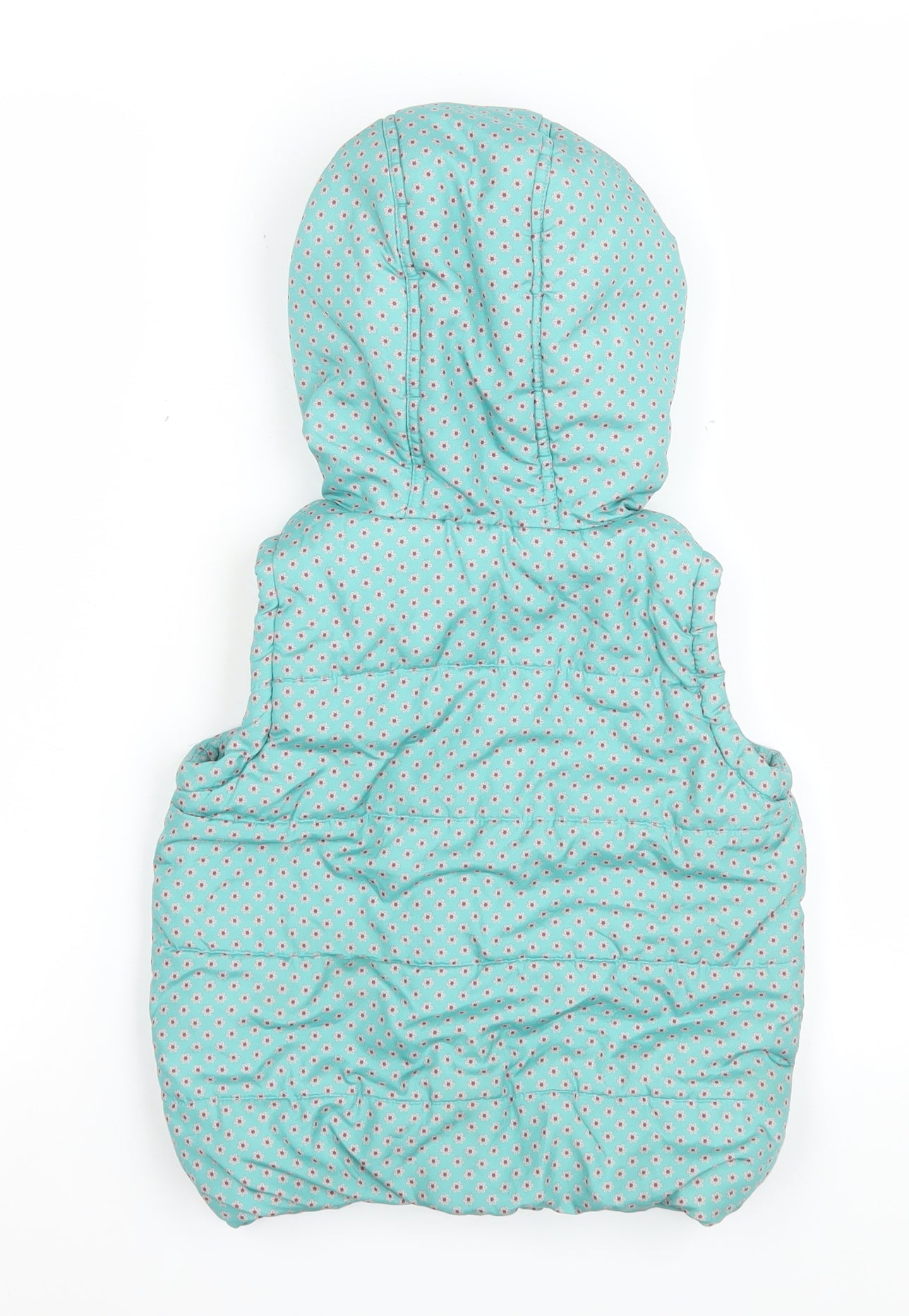 John Lewis Girls Green Floral Hooded Puffer Waistcoat Age 6 Years