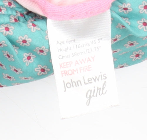 John Lewis Girls Green Floral Hooded Puffer Waistcoat Age 6 Years