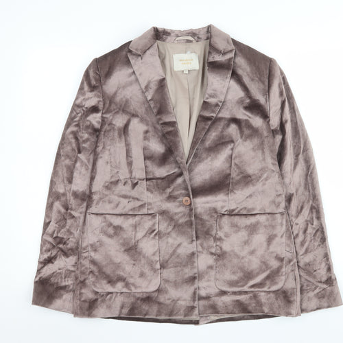 Modern Rarity Womens Brown Velvet Blazer Size 10 Single Breasted