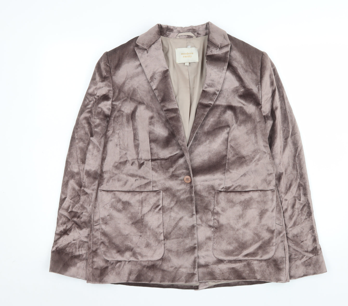 Modern Rarity Womens Brown Velvet Blazer Size 10 Single Breasted