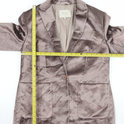Modern Rarity Womens Brown Velvet Blazer Size 10 Single Breasted