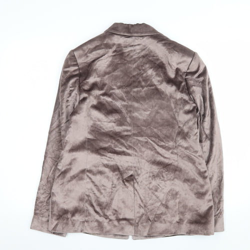 Modern Rarity Womens Brown Velvet Blazer Size 10 Single Breasted
