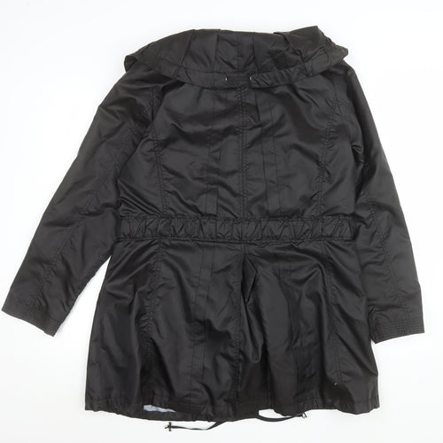 Jan Kuiperus Womens Black Size 12 Hooded Belted Parka Coat