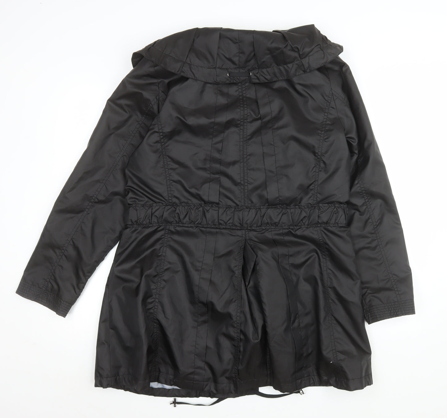 Jan Kuiperus Womens Black Size 12 Hooded Belted Parka Coat
