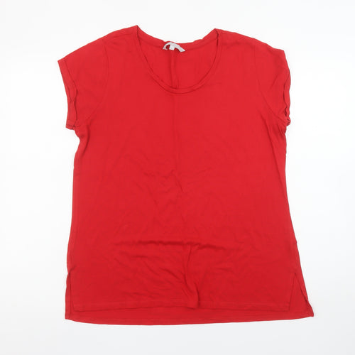 Red Herring Women's Red Size 14 Basic Short Sleeve Cotton Modal T-Shirt