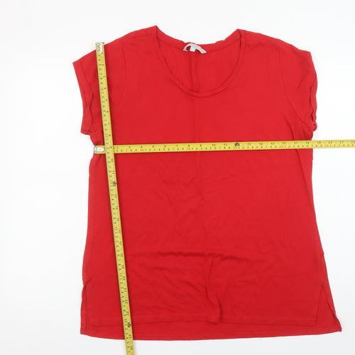 Red Herring Women's Red Size 14 Basic Short Sleeve Cotton Modal T-Shirt