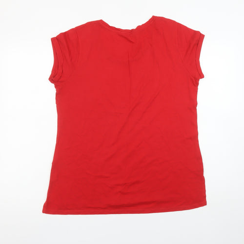 Red Herring Women's Red Size 14 Basic Short Sleeve Cotton Modal T-Shirt