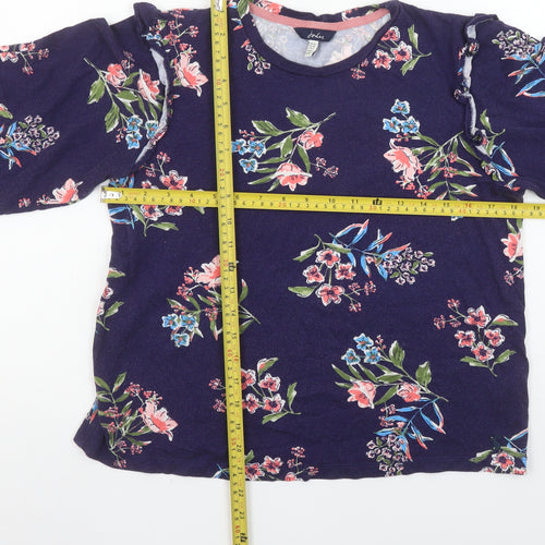 Joules Womens Blue Floral Ruffle Long Sleeve Tunic Blouse Size 10