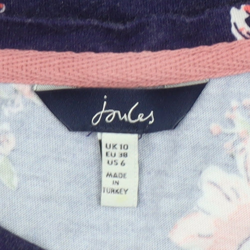 Joules Womens Blue Floral Ruffle Long Sleeve Tunic Blouse Size 10