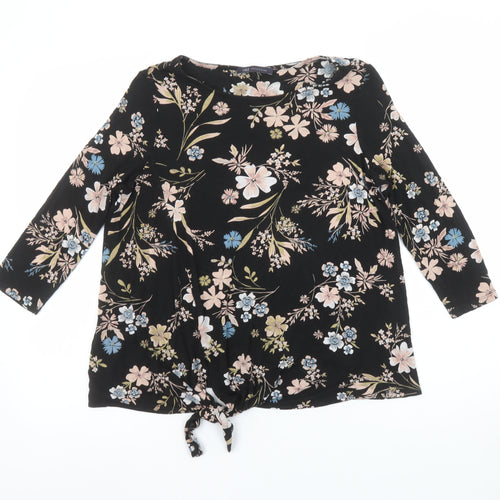 Marks and Spencer Womens Black Floral Tunic Blouse Size 10
