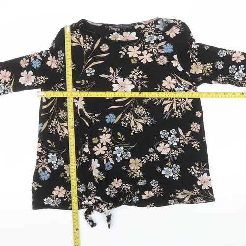Marks and Spencer Womens Black Floral Tunic Blouse Size 10