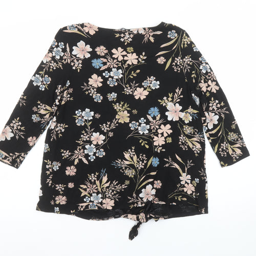 Marks and Spencer Womens Black Floral Tunic Blouse Size 10