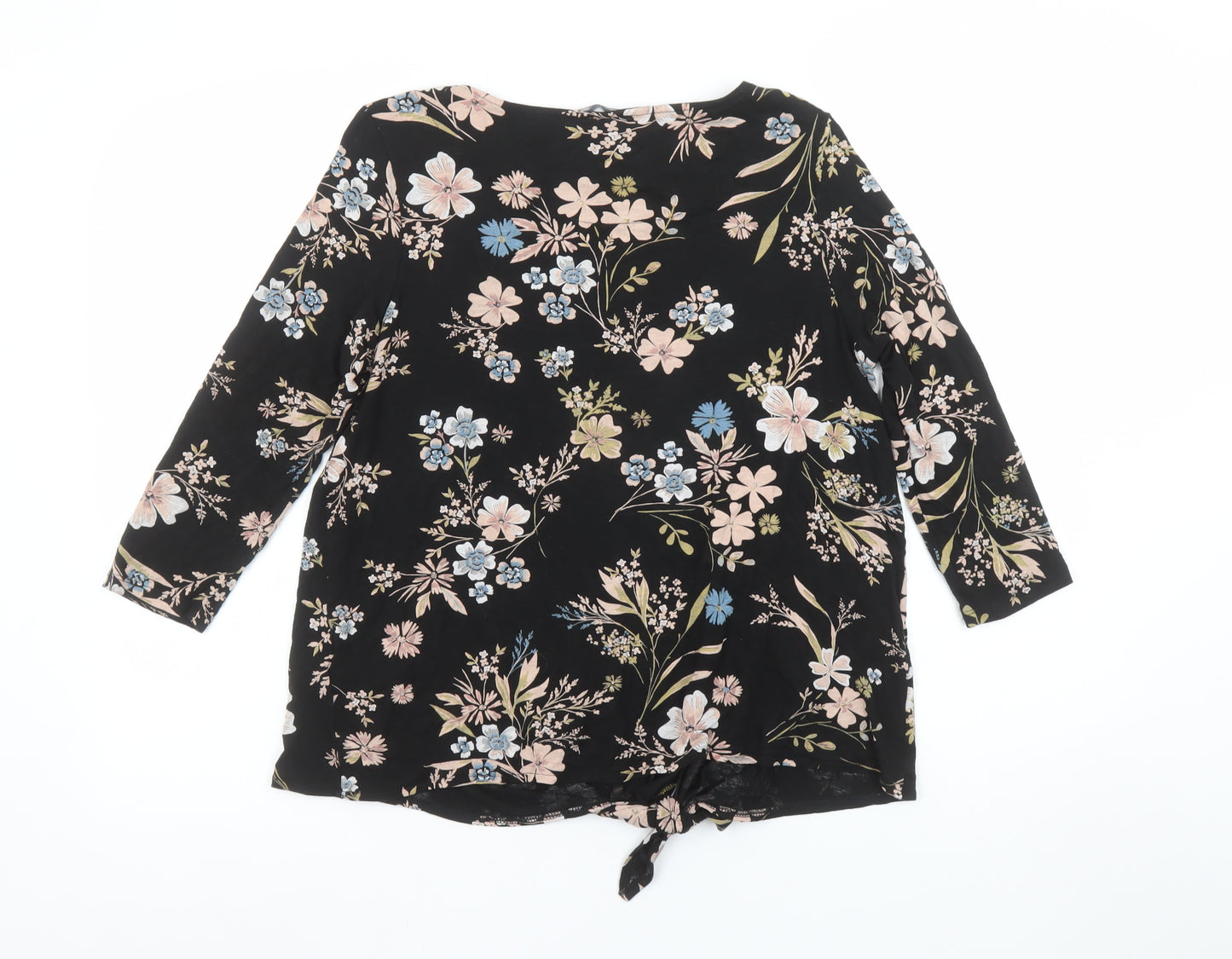Marks and Spencer Womens Black Floral Tunic Blouse Size 10