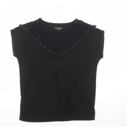 Inextenso Women’s Black Crochet Neck Sleeveless Jersey T-Shirt Size 12