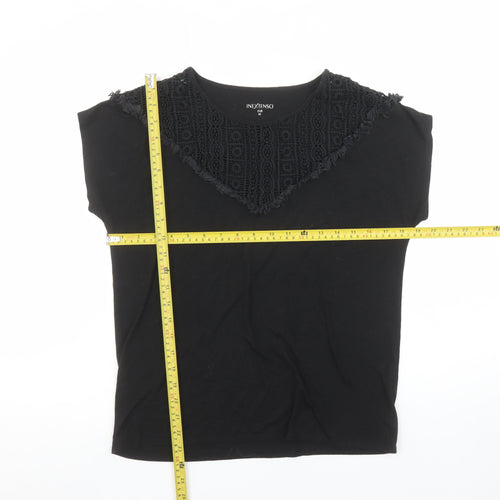 Inextenso Women’s Black Crochet Neck Sleeveless Jersey T-Shirt Size 12