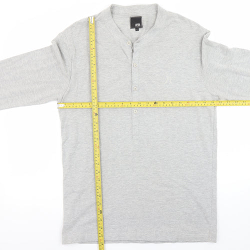 Jack & Jones Men's Grey Henley Long Sleeve T-Shirt Size L