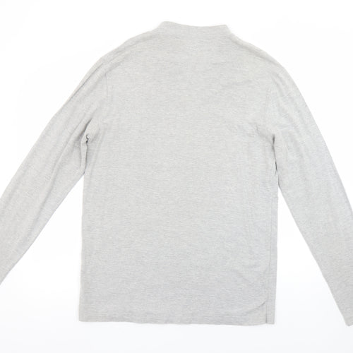 Jack & Jones Men's Grey Henley Long Sleeve T-Shirt Size L