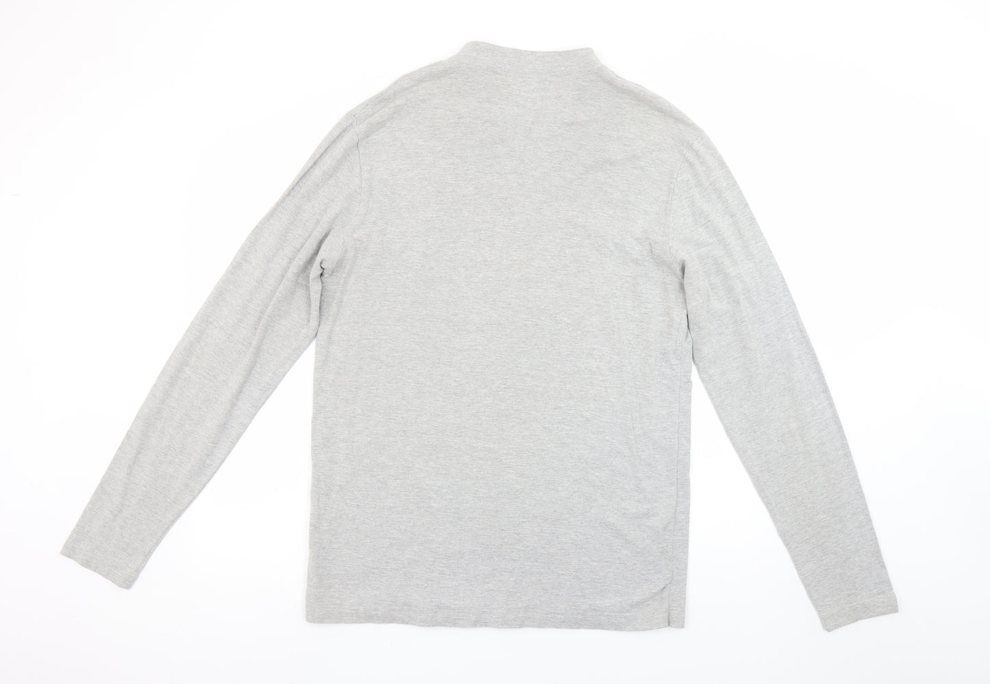 Jack & Jones Men's Grey Henley Long Sleeve T-Shirt Size L