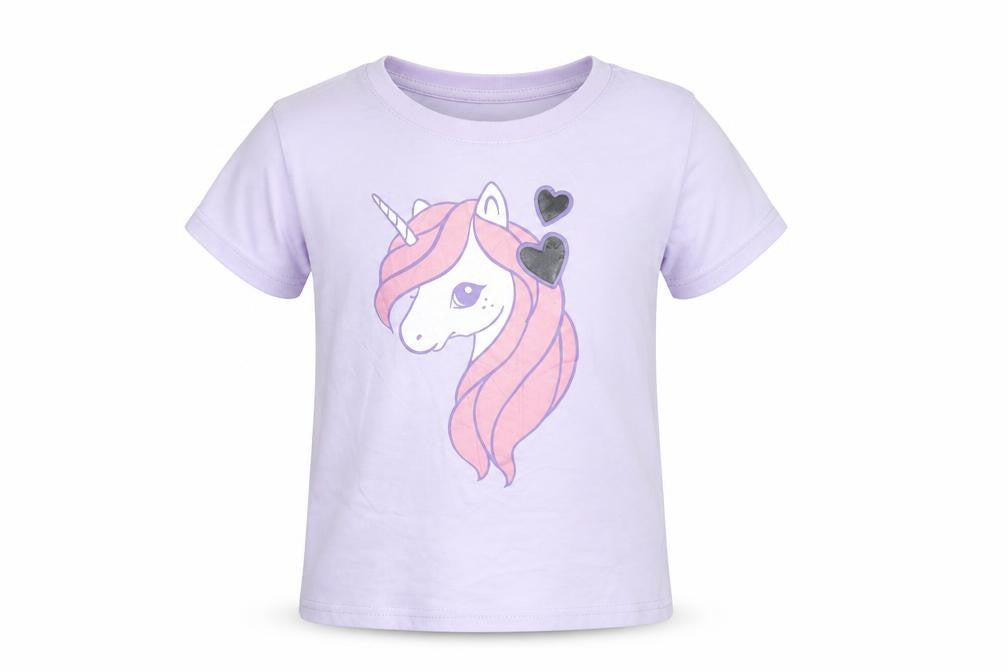 H&M Girls Purple Unicorn Graphic T-Shirt 4-6 Years Short Sleeve Cotton