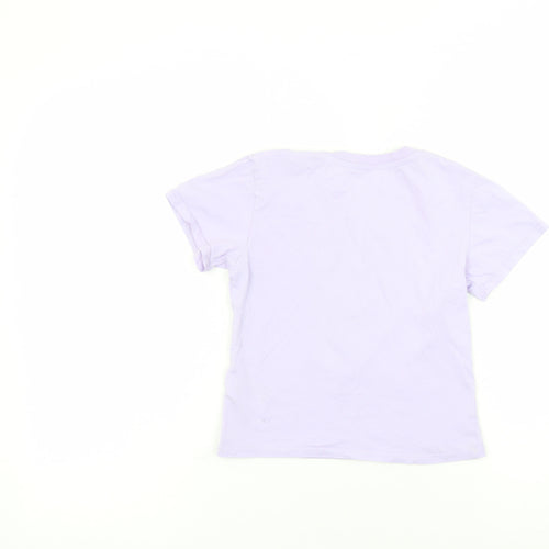 H&M Girls Purple Unicorn Graphic T-Shirt 4-6 Years Short Sleeve Cotton