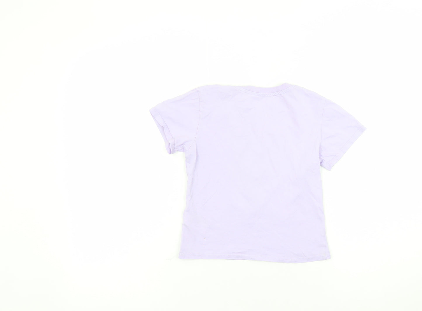 H&M Girls Purple Unicorn Graphic T-Shirt 4-6 Years Short Sleeve Cotton