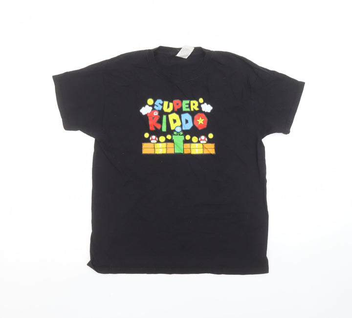 Fruit of the Loom Boys Black Super Kiddo Graphic T-Shirt Size 9-11 Years