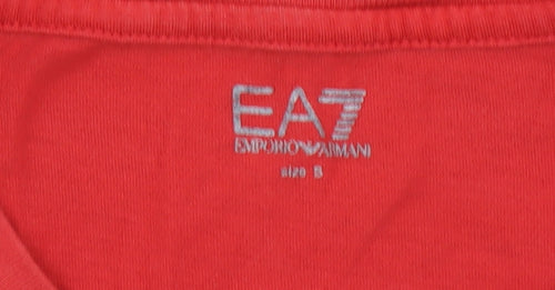 Emporio Armani EA7 Men's Red Short Sleeve Cotton Logo T-Shirt Size S