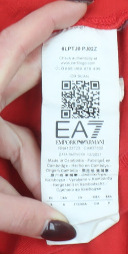 Emporio Armani EA7 Men's Red Short Sleeve Cotton Logo T-Shirt Size S