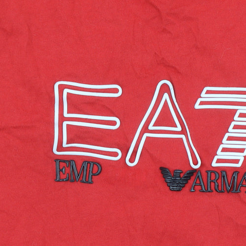 Emporio Armani EA7 Men's Red Short Sleeve Cotton Logo T-Shirt Size S