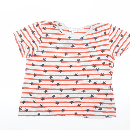 Warehouse Women's Multicoloured Star Stripe Cotton T-Shirt UK 14