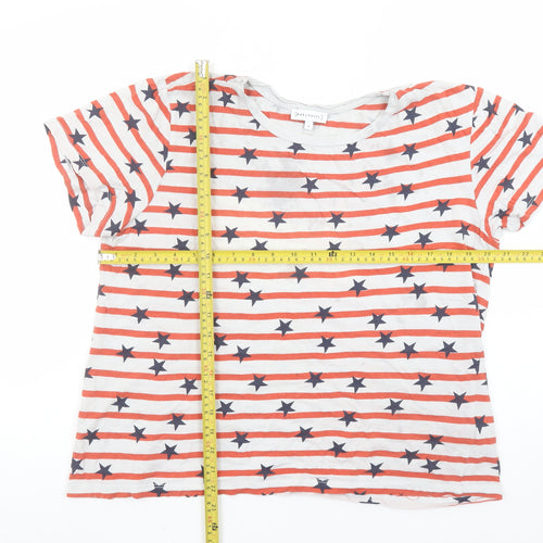 Warehouse Women's Multicoloured Star Stripe Cotton T-Shirt UK 14