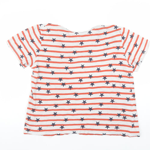 Warehouse Women's Multicoloured Star Stripe Cotton T-Shirt UK 14