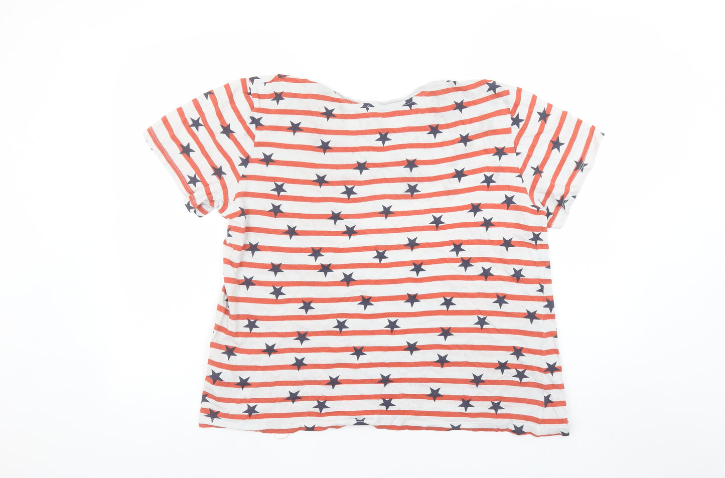 Warehouse Women's Multicoloured Star Stripe Cotton T-Shirt UK 14
