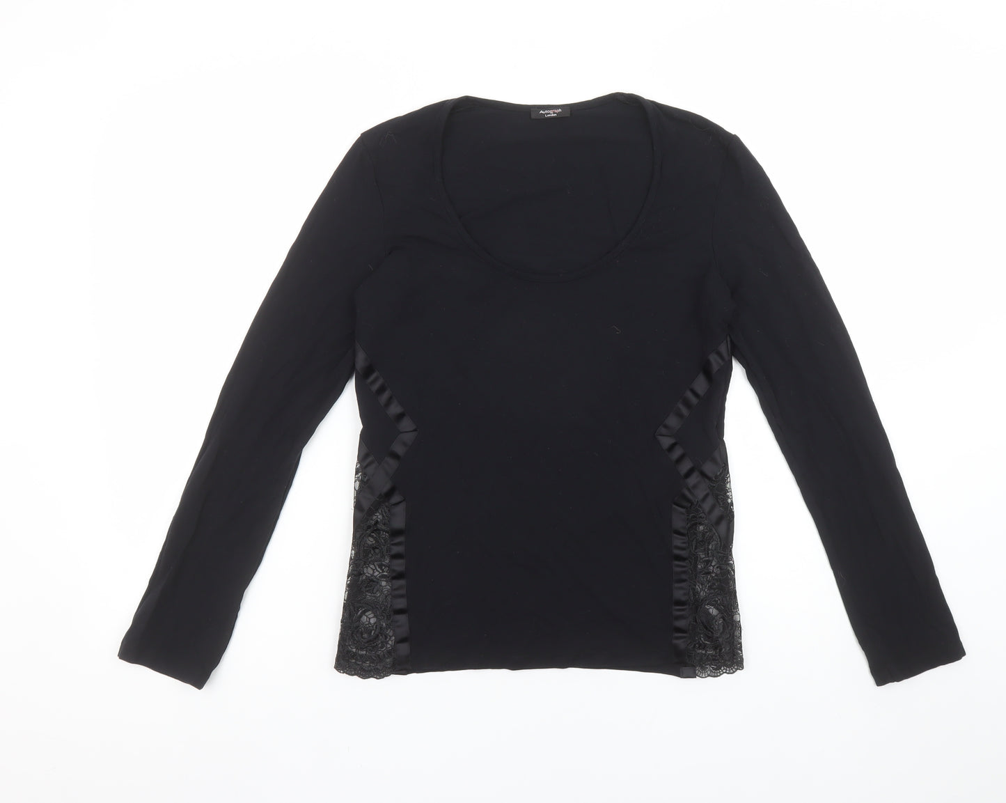 Marks and Spencer Autograph Women's Black Lace Long Sleeve Top Size M