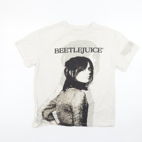 Primark Girls Beige Beetlejuice Graphic T-Shirt 12-13 Years 158cm