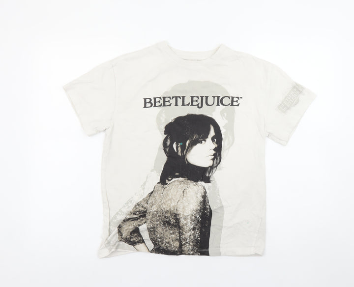 Primark Girls Beige Beetlejuice Graphic T-Shirt 12-13 Years 158cm