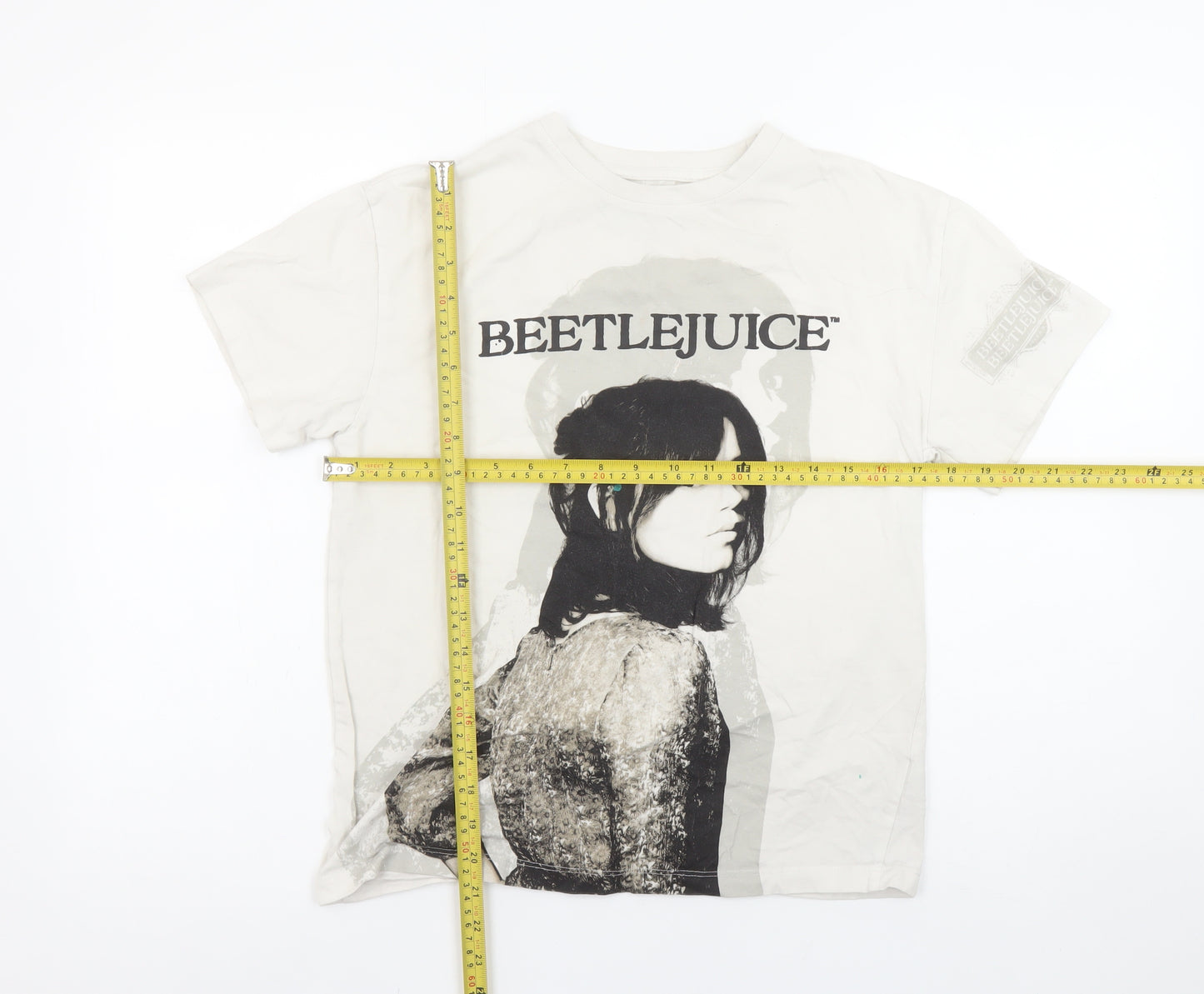 Primark Girls Beige Beetlejuice Graphic T-Shirt 12-13 Years 158cm